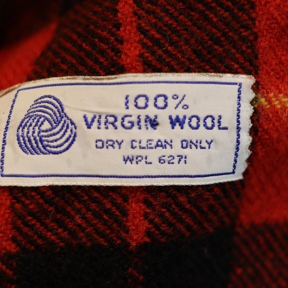 Red Tartan Plaid Vintage Wool Scarf - Picture 7 of 8